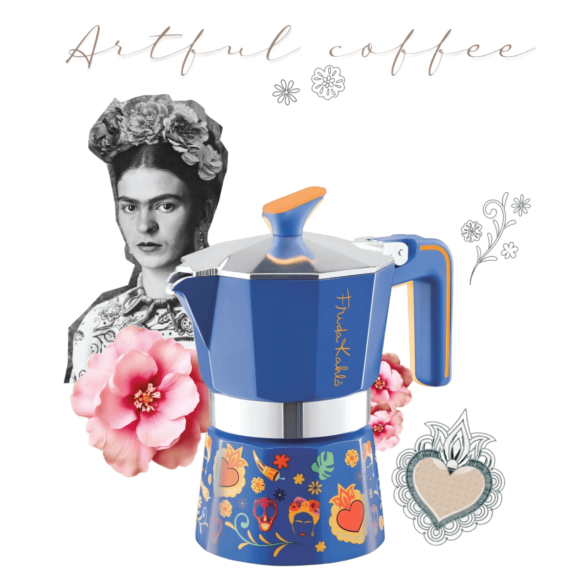 Pedrini® Frida Kahlo Kotyogós Kávéfőző - Kék - Reserva